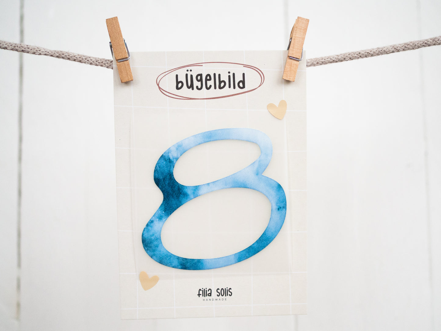 Bügelbild acht (blau)