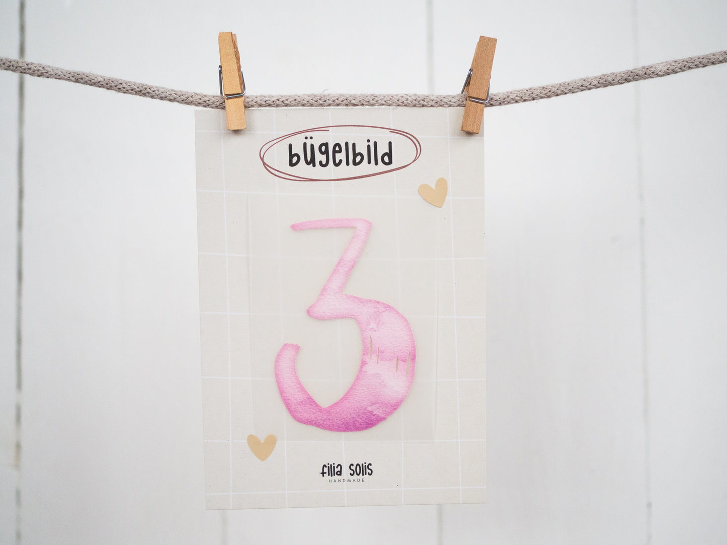 Bügelbild drei (rosa)