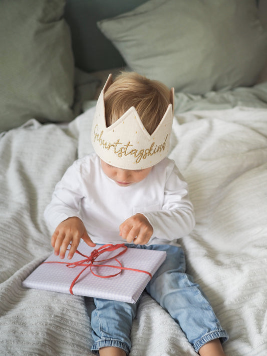 Geburtstagskrone "Geburtstagskind" Creme/Sand/Gold #5