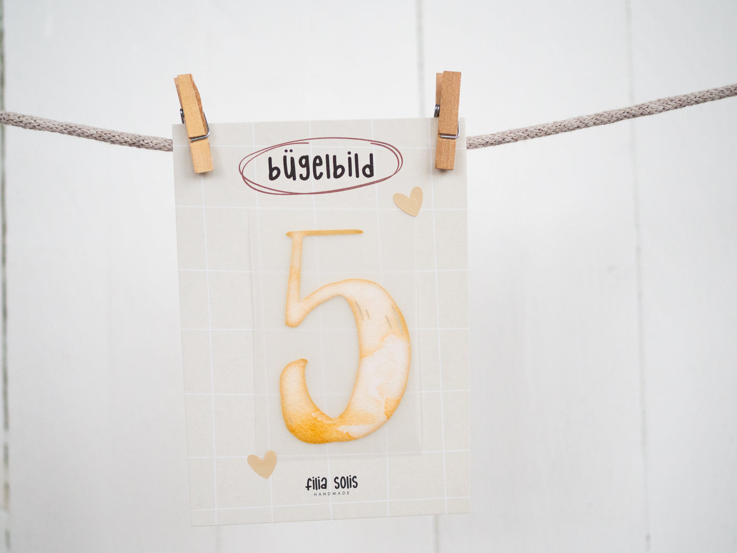 Bügelbild fünf (gelb)