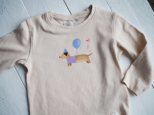 Bügelbild Dackel mit Ballon