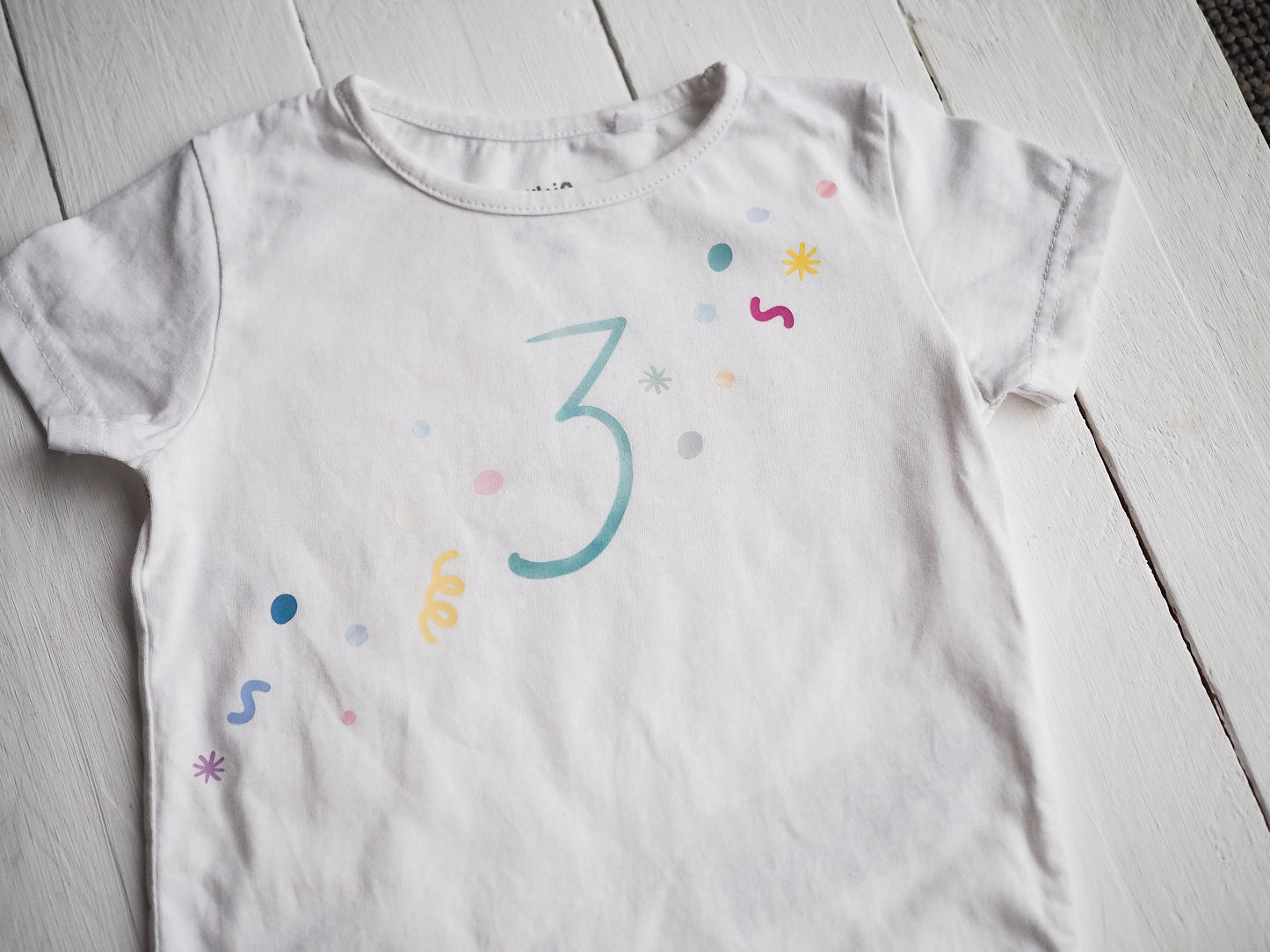 Bügelbild drei (türkis)