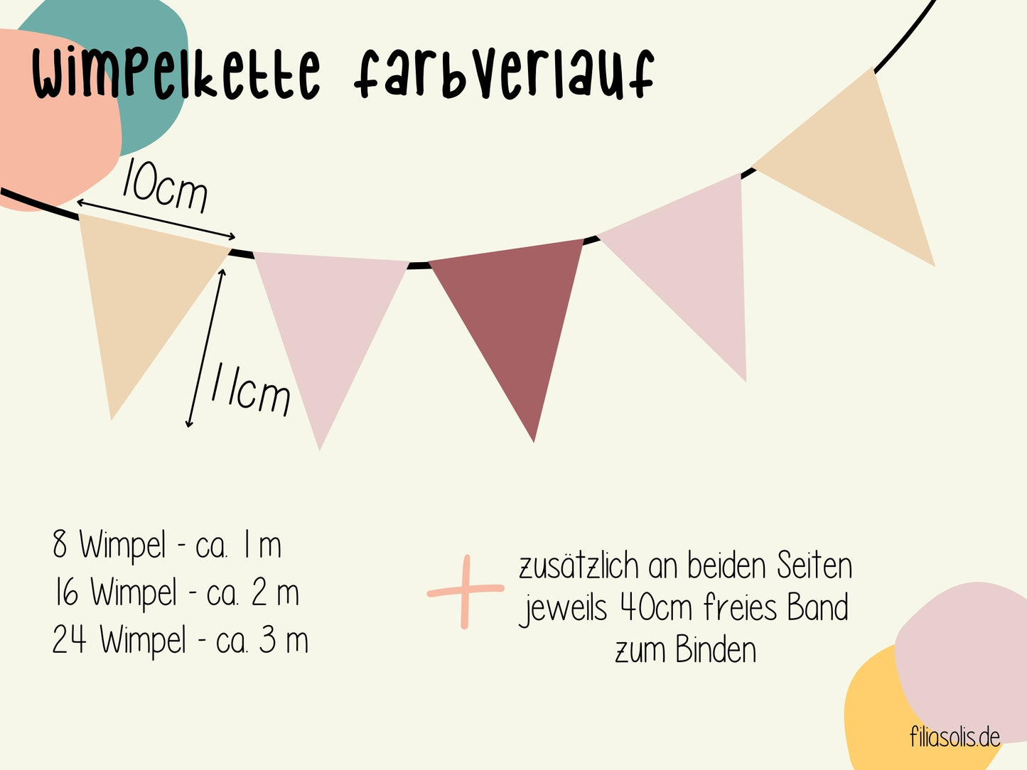 Wimpelkette Farbverlauf creme/rosa