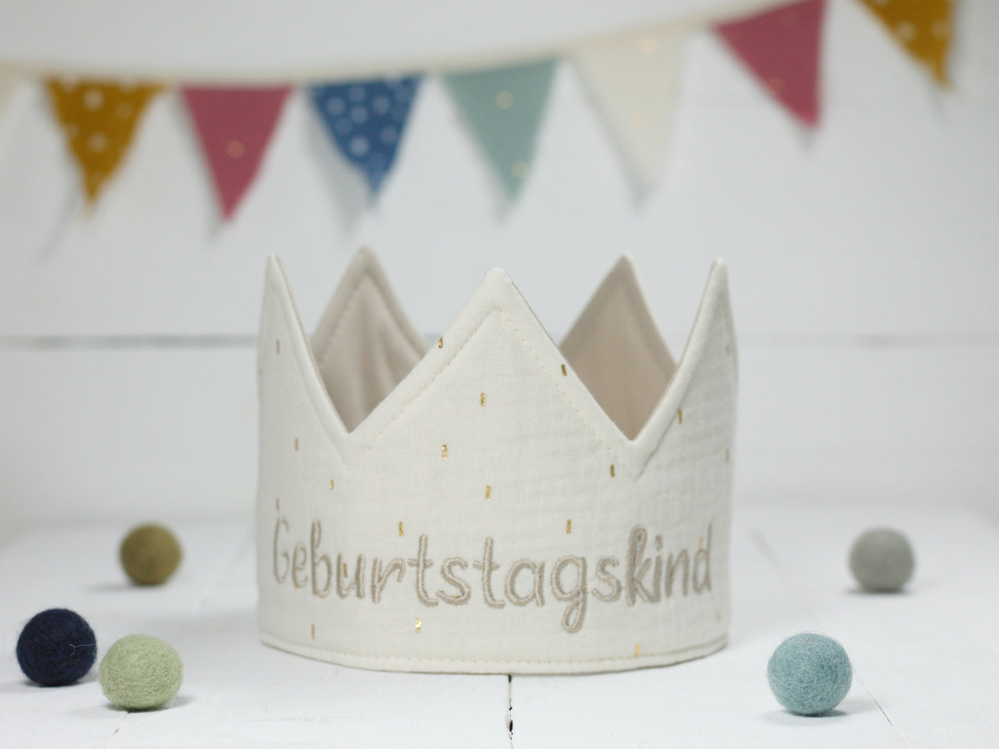 Geburtstagskrone "Geburtstagskind" Creme/Sand
