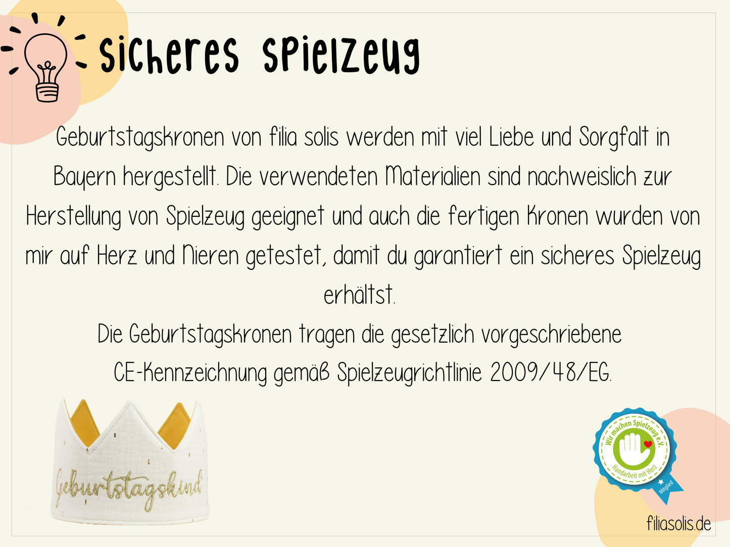 Geburtstagskrone "Geburtstagskind" Creme/Senf