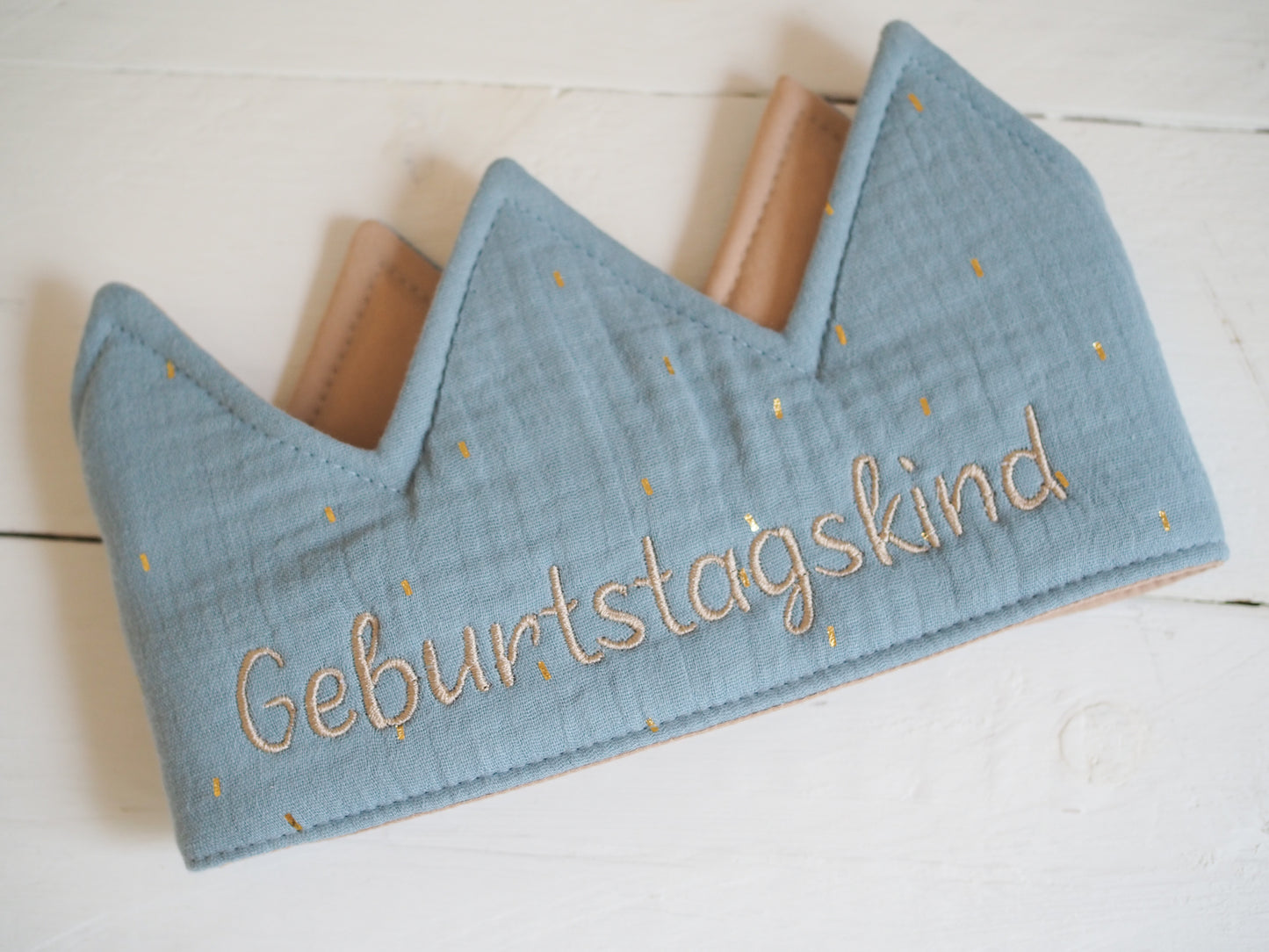Geburtstagskrone "Geburtstagskind" Blau/Sand