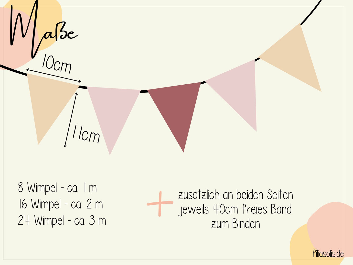 Wimpelkette Farbverlauf creme/rosa