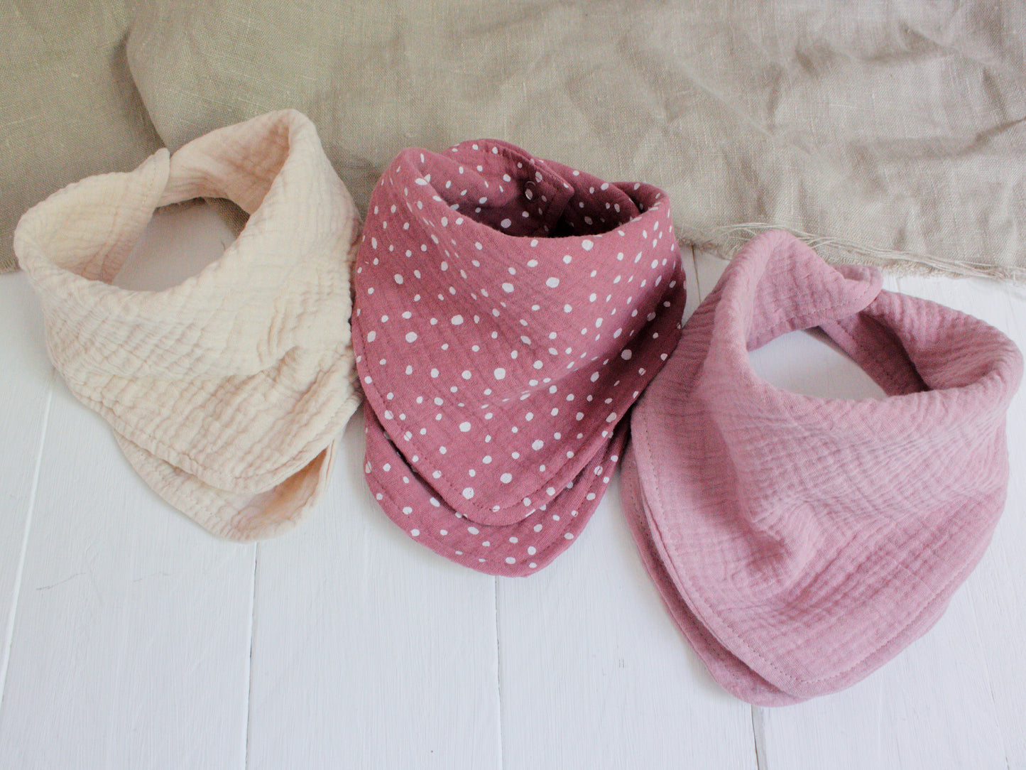 3er Set Musselintuch mit Druckknopf