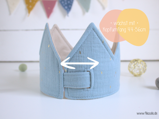Geburtstagskrone BLAU mit Gold