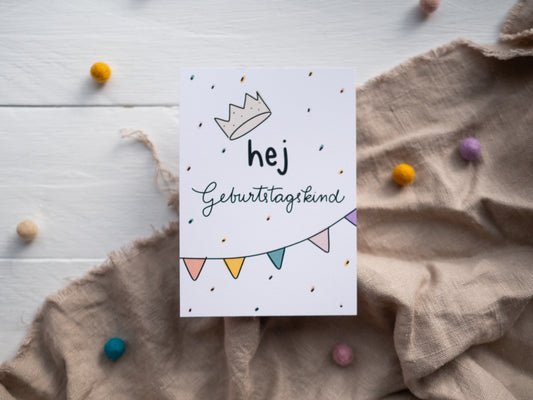 Postkarte zum Geburtstag "hej Geburtstagskind" Glückwunschkarte