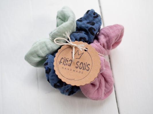 Scrunchie-Set passend zum Sonnenhut #7 rosa/mint/leo