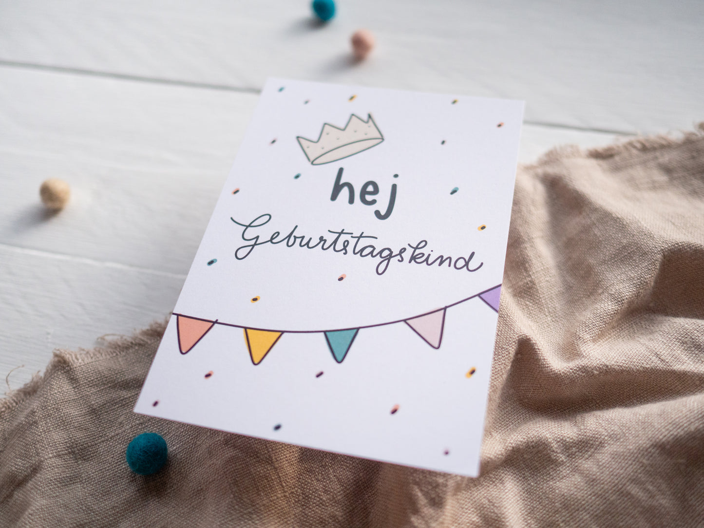 Postkarte zum Geburtstag "hej Geburtstagskind" Glückwunschkarte